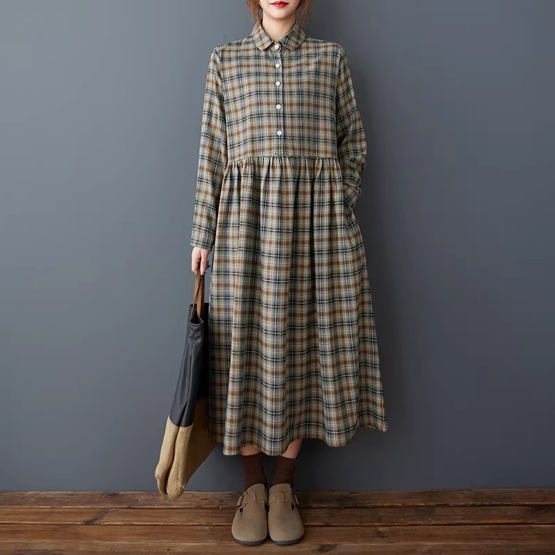 Korean Loose Retro Plaid Shirt - Flannel Shirt Lined reseña y precio