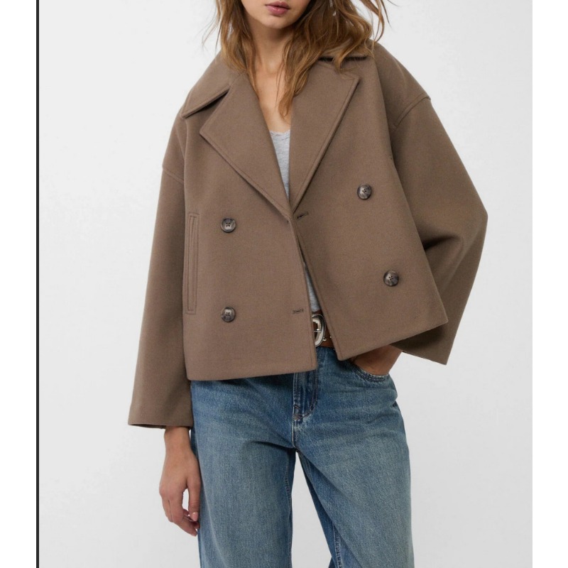 Women's Oversized Double Breas - Wool Coat Peacoat reseña y precio