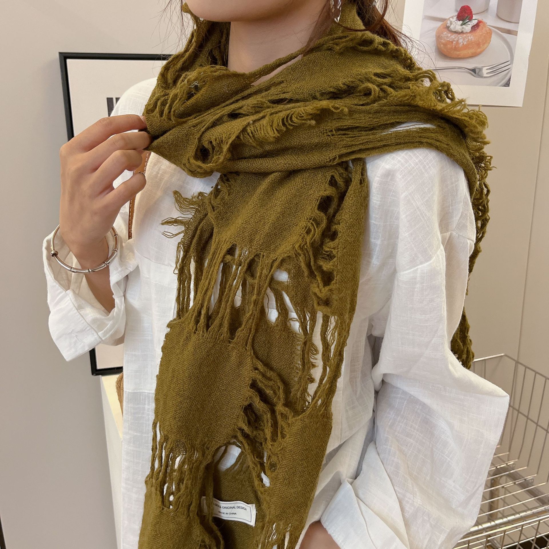 2025 New Fashion Ripped Hole T - Wool Scarf Men reseña y precio