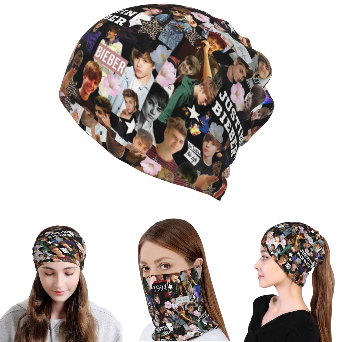 Justin Bieber Bandana Neck Cov - Knit Beanie Hat Warm reseña y precio