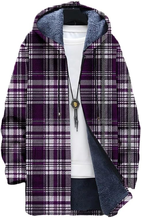 Men's Plaid Cardigan Oversized - Sherpa Hoodie Fleece reseña y precio