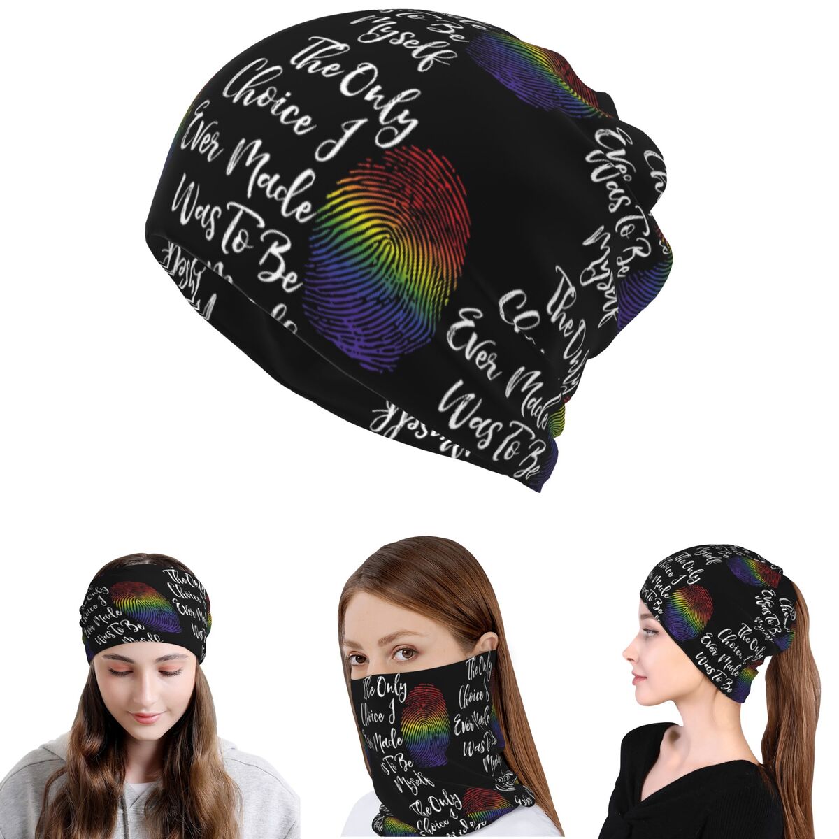 Faux Glitter Rainbow Pride Fla - Knit Beanie Hat Warm reseña y precio