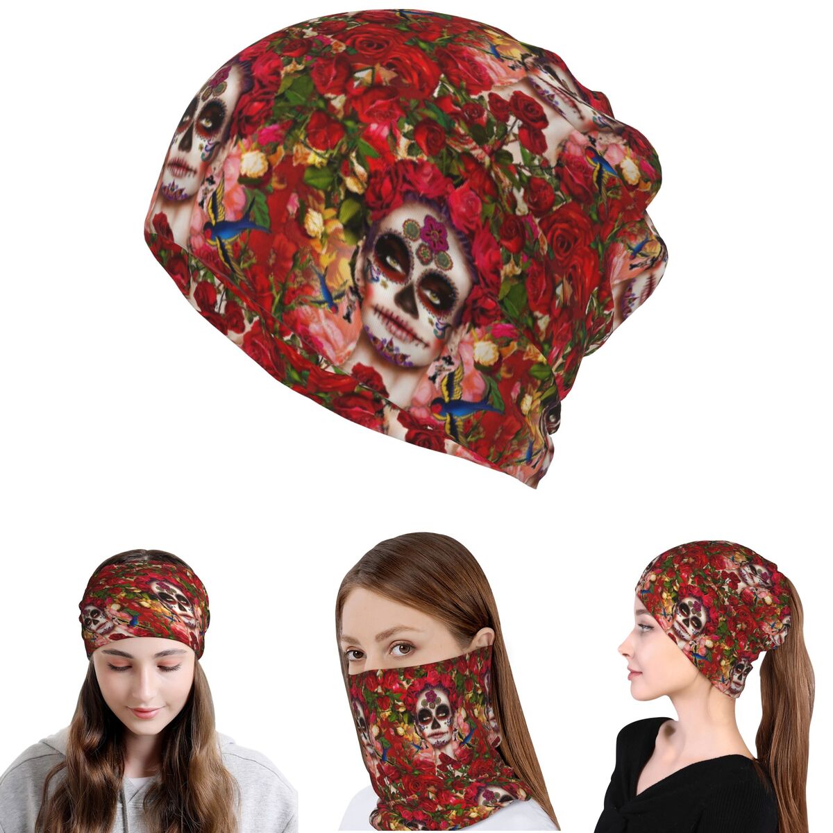 Mexican Catrina Girl Day Of Th - Knit Beanie Hat Warm reseña y precio
