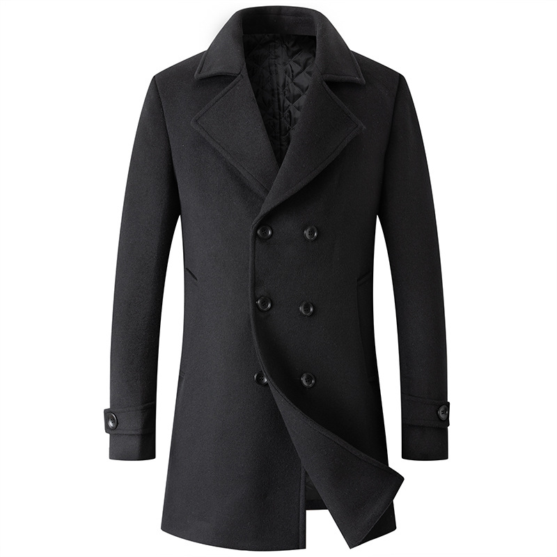 Double Breasted Coat Men Peaco - Wool Coat Peacoat reseña y precio